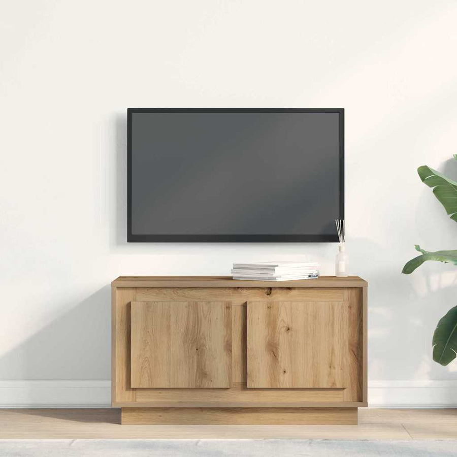 TV-kast artisanaal eikenkleurig 80 x 35 x 45 cm Bewerkt hout