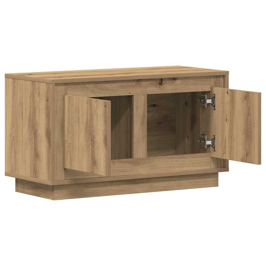 TV-kast artisanaal eikenkleurig 80 x 35 x 45 cm Bewerkt hout
