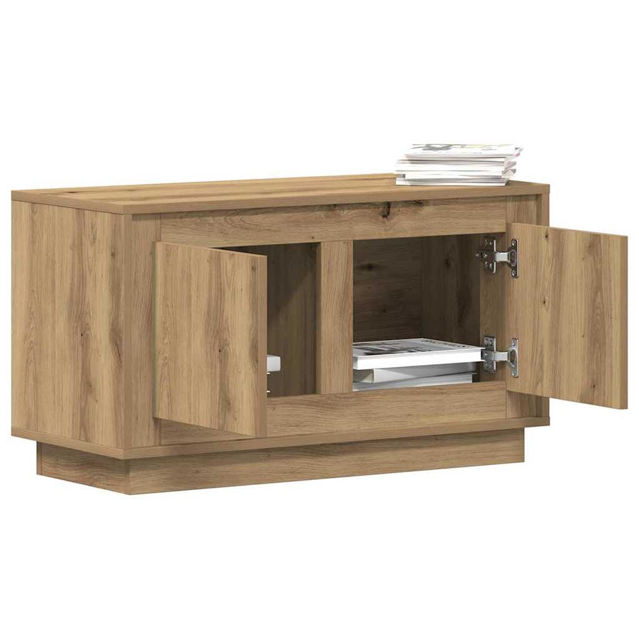 TV-kast artisanaal eikenkleurig 80 x 35 x 45 cm Bewerkt hout