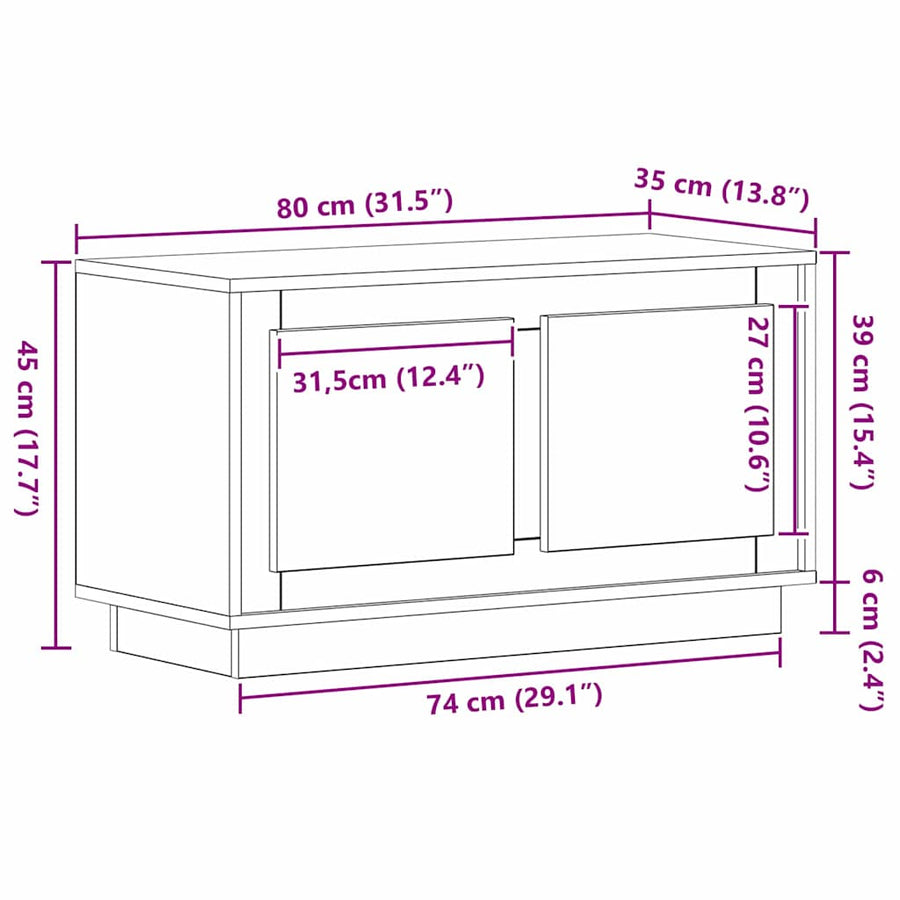 TV-kast artisanaal eikenkleurig 80 x 35 x 45 cm Bewerkt hout