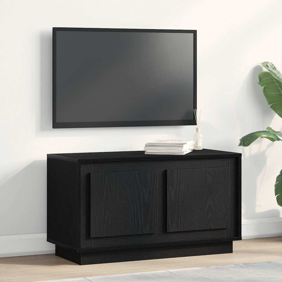 TV-kast Zwart eiken 80 x 35 x 45 cm Bewerkt hout