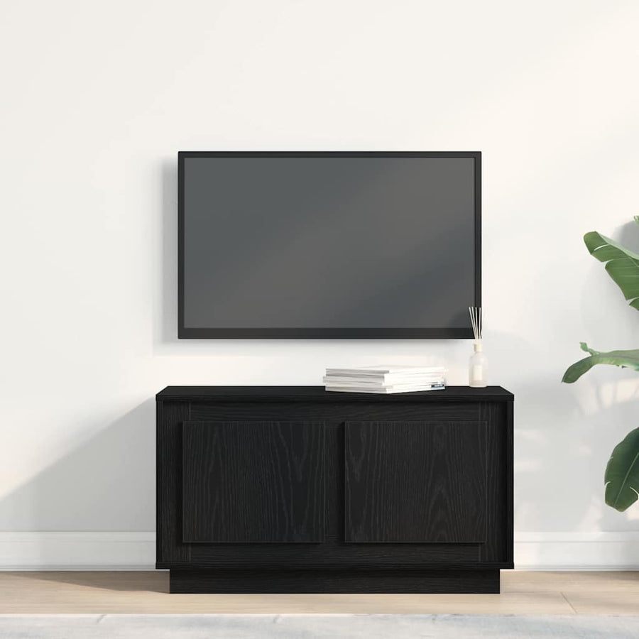 TV-kast Zwart eiken 80 x 35 x 45 cm Bewerkt hout