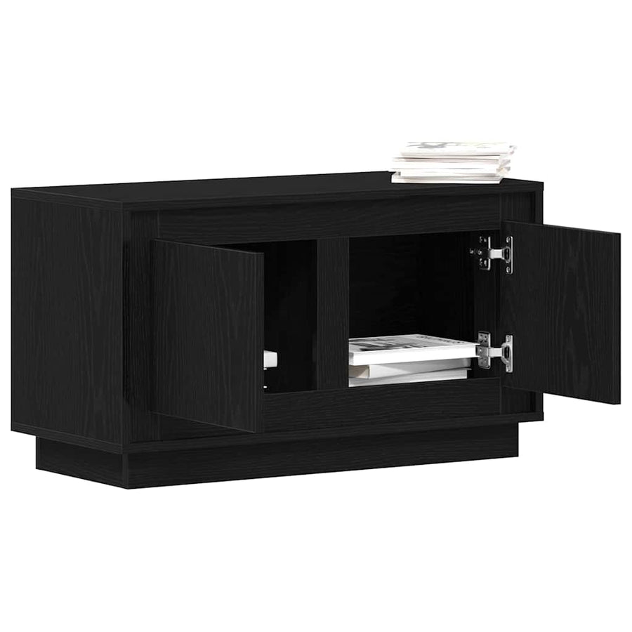 TV-kast Zwart eiken 80 x 35 x 45 cm Bewerkt hout