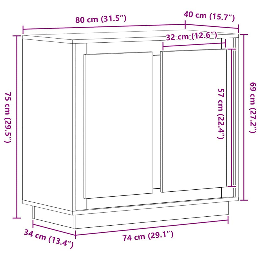 Dressoir Oudhout 80 x 40 x 75 cm Bewerkt hout