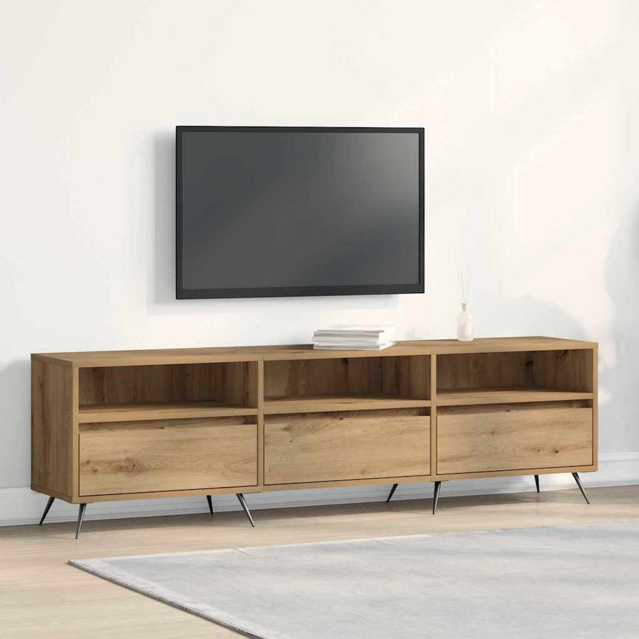 Tv-Kast 150 X 30 X 44,5 Cm Bewerkt Hout artisanaal eikenkleurig