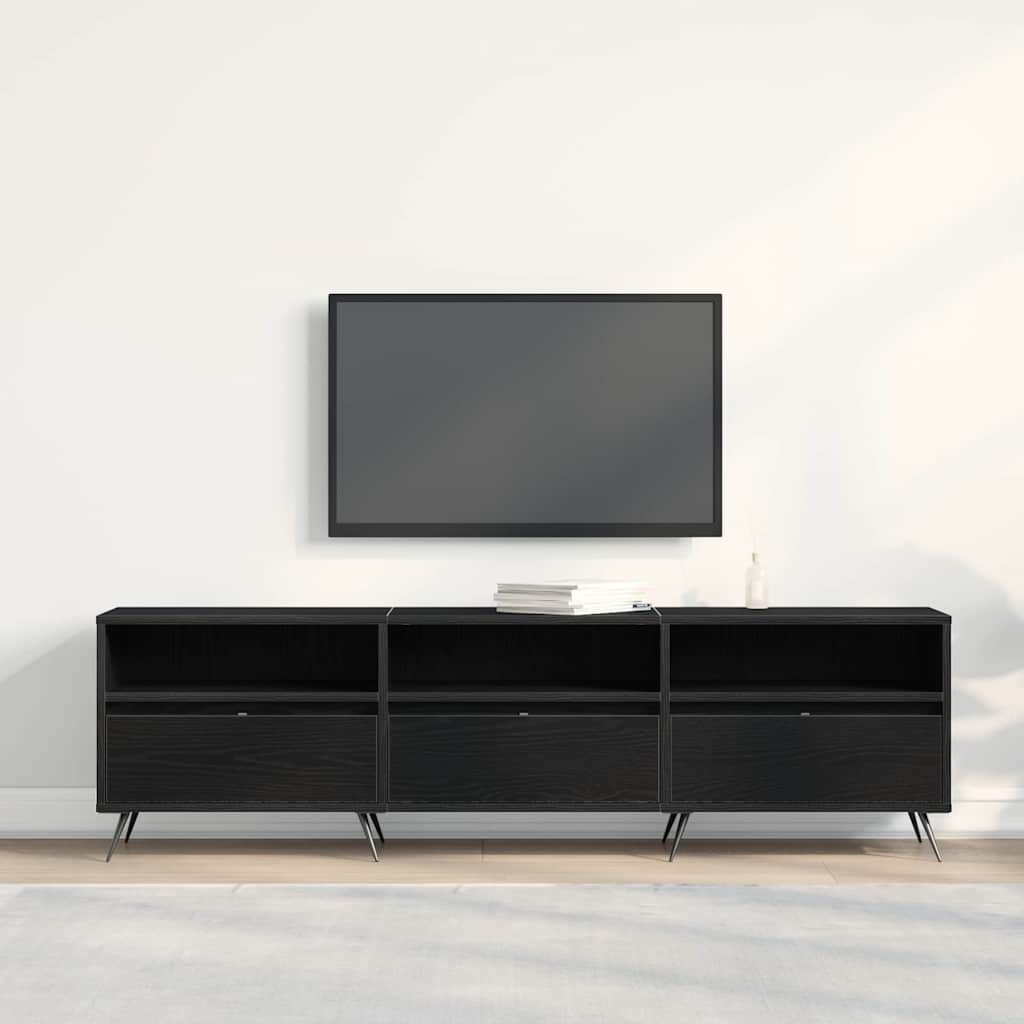 TV-kast Zwart eiken 150 x 30 x 44,5 cm Bewerkt hout