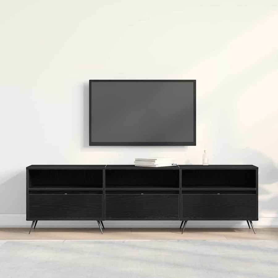 TV-kast Zwart eiken 150 x 30 x 44,5 cm Bewerkt hout