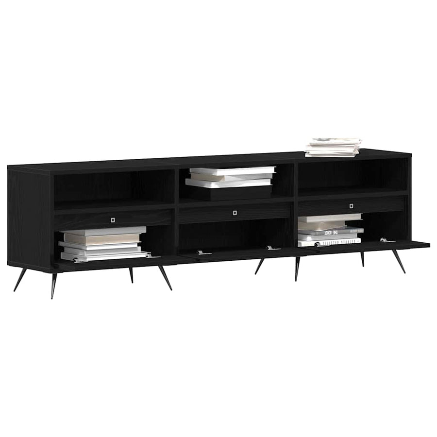 TV-kast Zwart eiken 150 x 30 x 44,5 cm Bewerkt hout