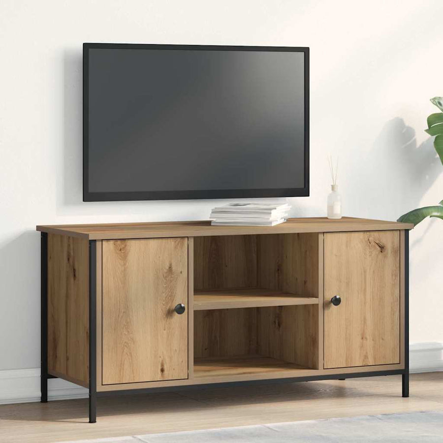 Tv-Kast 100 X 40 X 50 Cm Bewerkt Hout artisanaal eikenkleurig