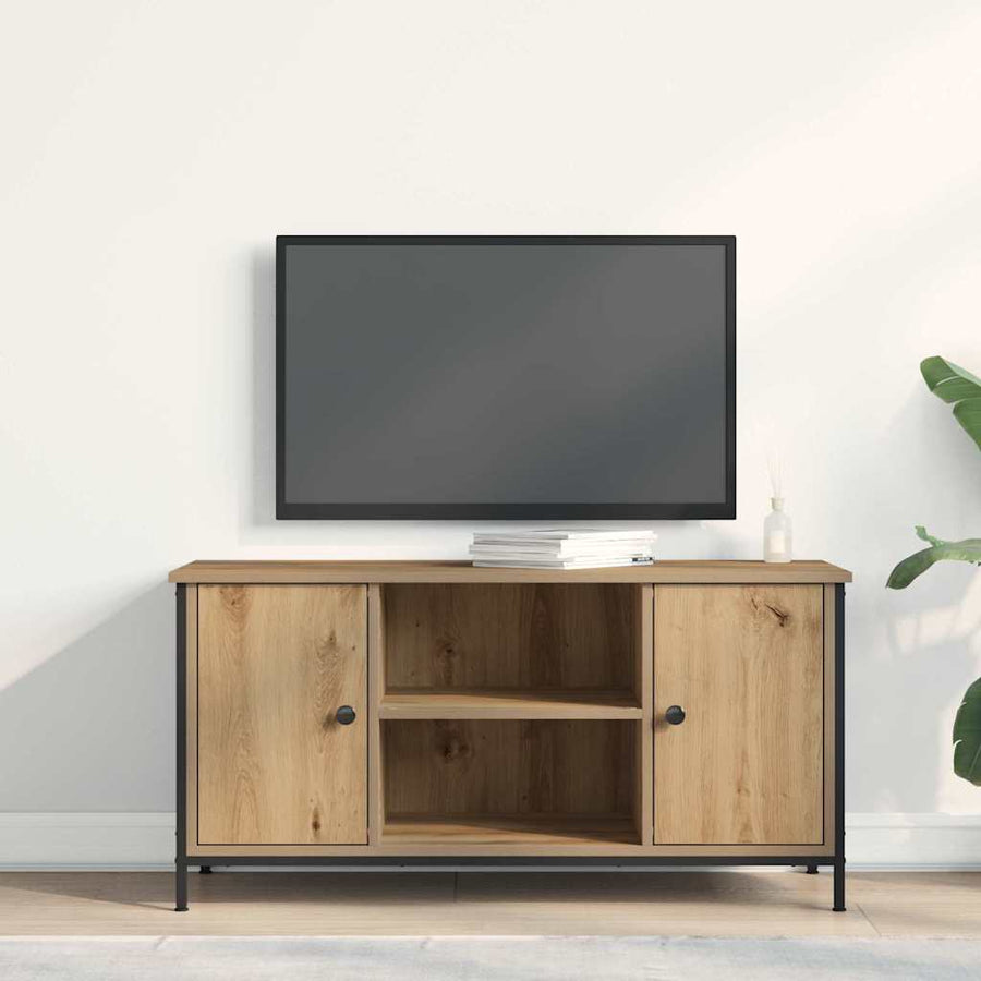 Tv-Kast 100 X 40 X 50 Cm Bewerkt Hout artisanaal eikenkleurig