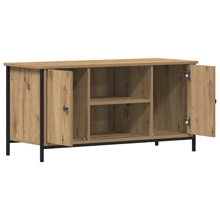 Tv-Kast 100 X 40 X 50 Cm Bewerkt Hout artisanaal eikenkleurig