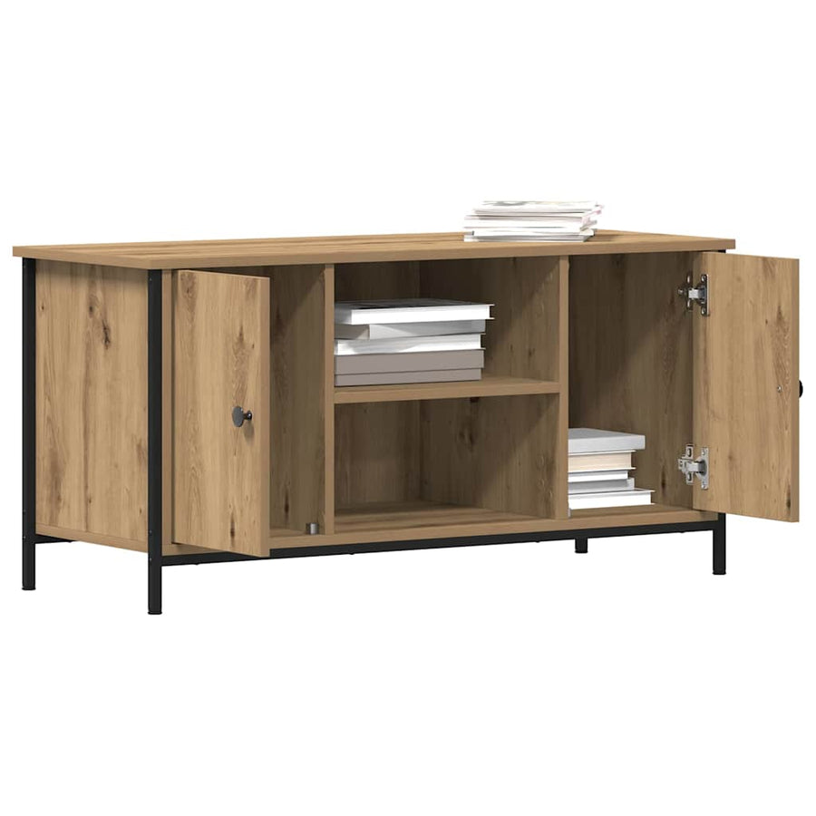 Tv-Kast 100 X 40 X 50 Cm Bewerkt Hout artisanaal eikenkleurig