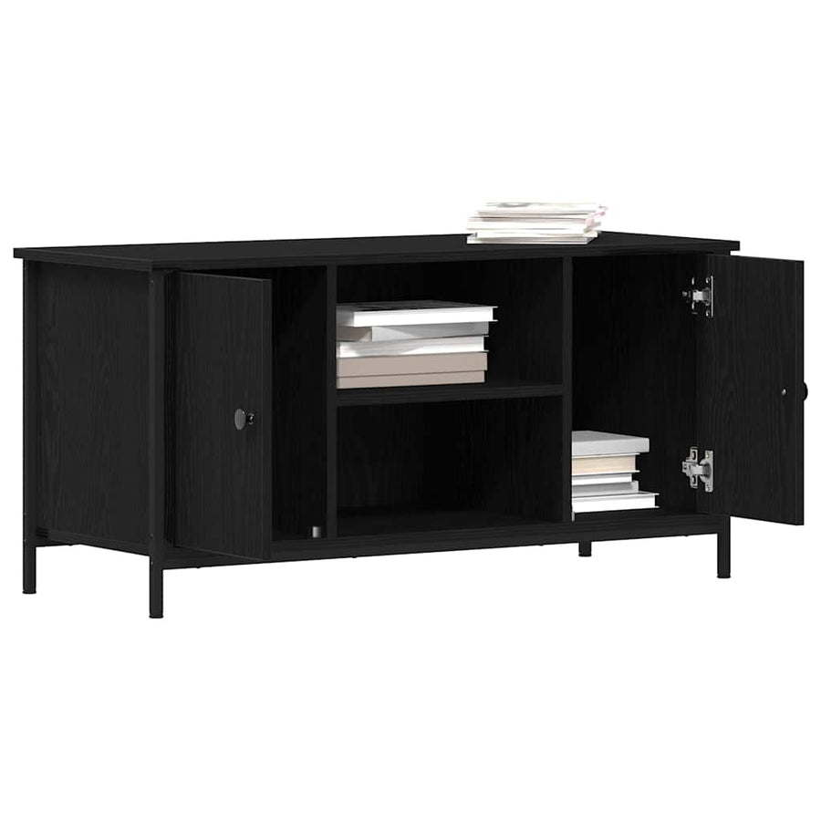 TV-kast Zwart eiken 100 x 40 x 50 cm Bewerkt hout