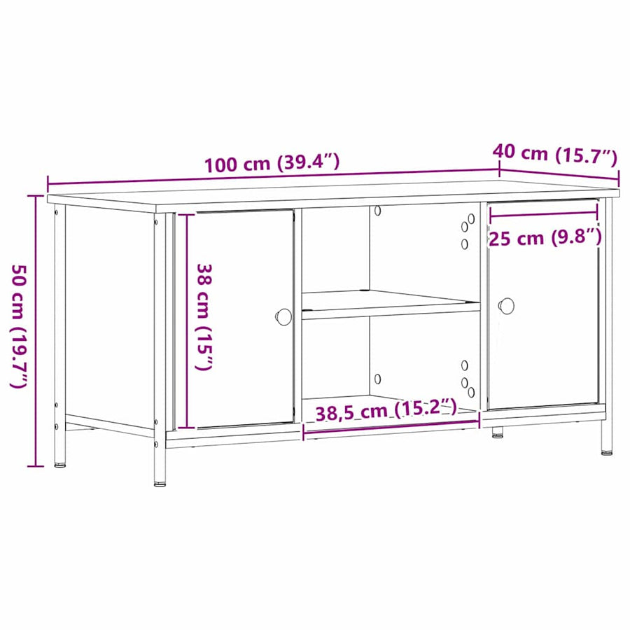 TV-kast Zwart eiken 100 x 40 x 50 cm Bewerkt hout