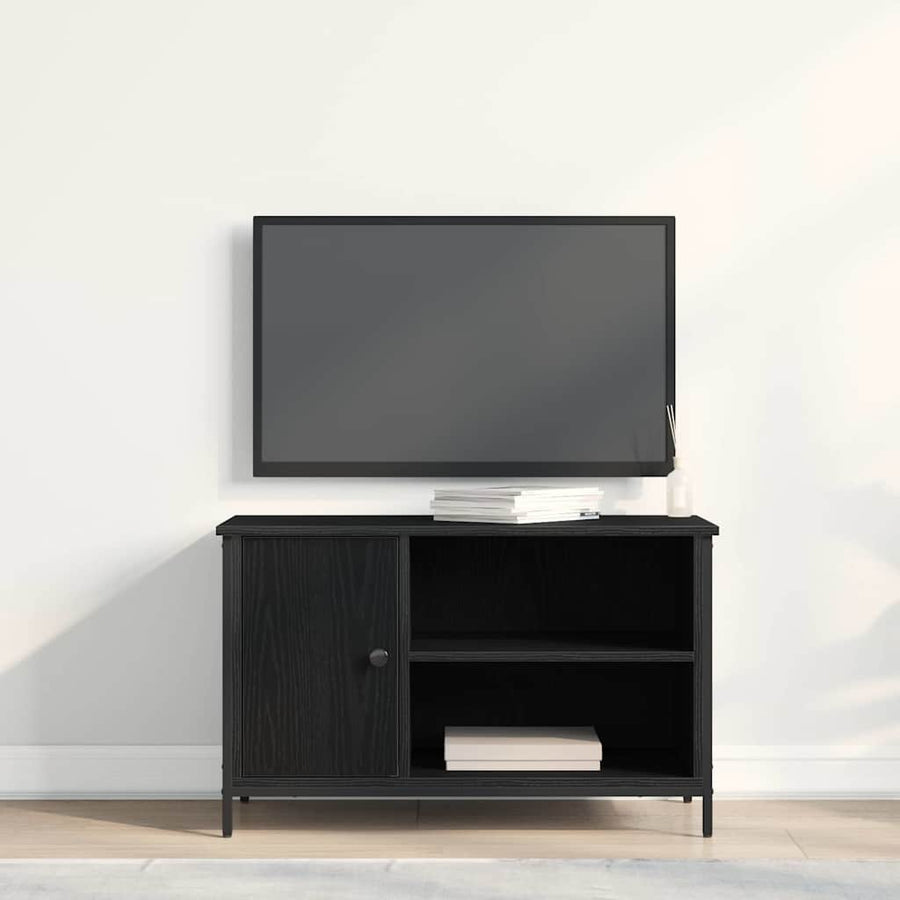 TV-kast Zwart eiken 80 x 40 x 50 cm Bewerkt hout