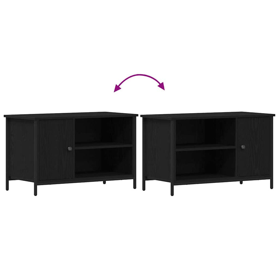 TV-kast Zwart eiken 80 x 40 x 50 cm Bewerkt hout