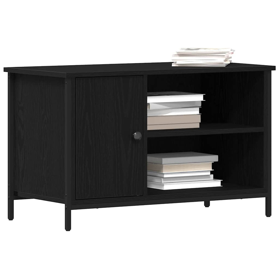 TV-kast Zwart eiken 80 x 40 x 50 cm Bewerkt hout