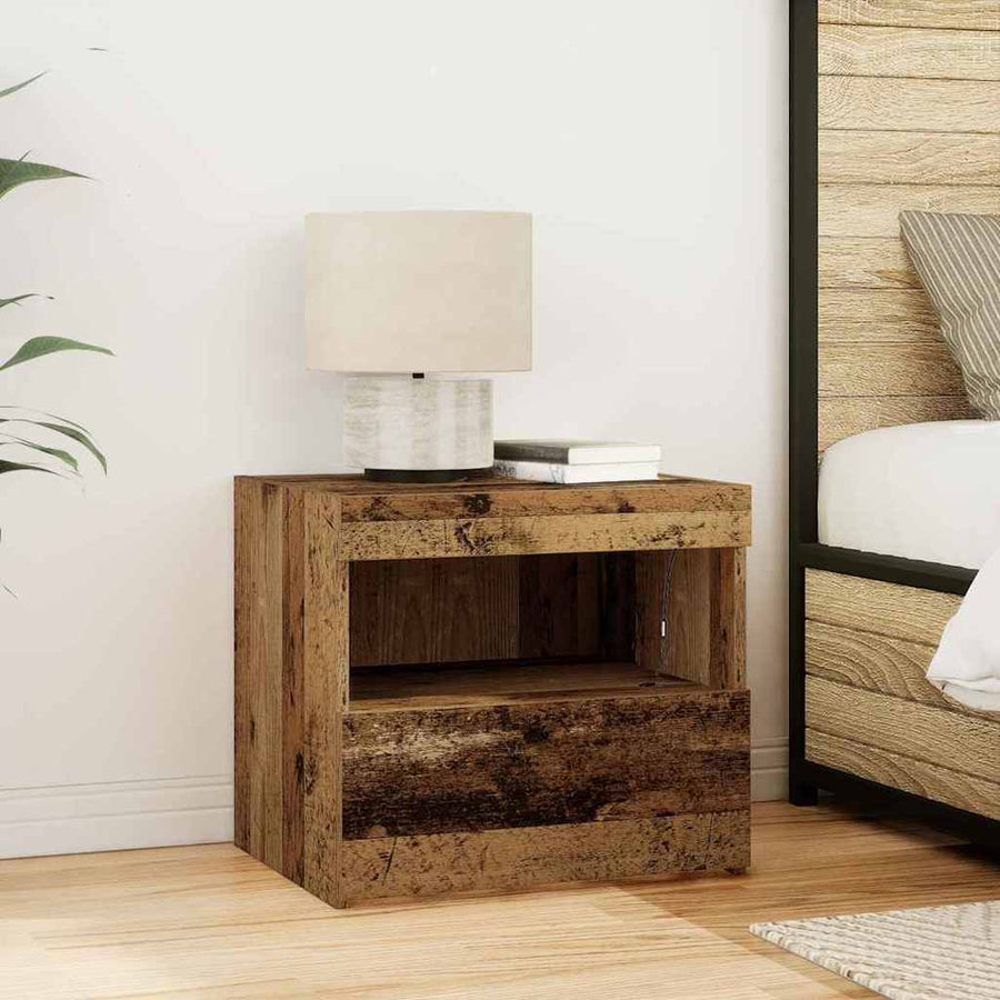 Nachtkastje met lade Oudhout 50 x 40 x 45 cm Bewerkt hout
