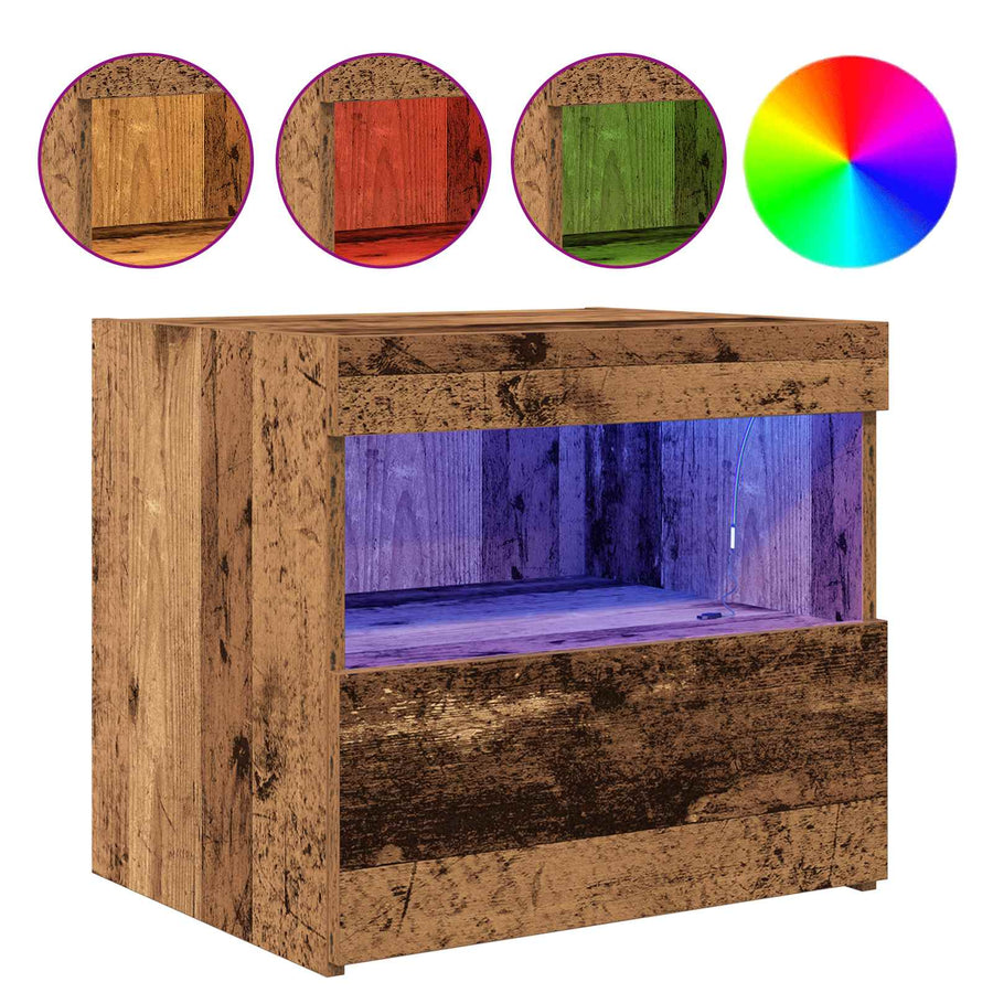 Nachtkastje met lade Oudhout 50 x 40 x 45 cm Bewerkt hout