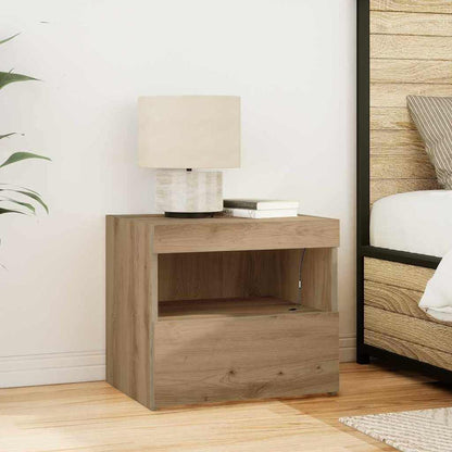 Nachtkastje met lade Artisan Eiken 50 x 40 x 45 cm Bewerkt hout