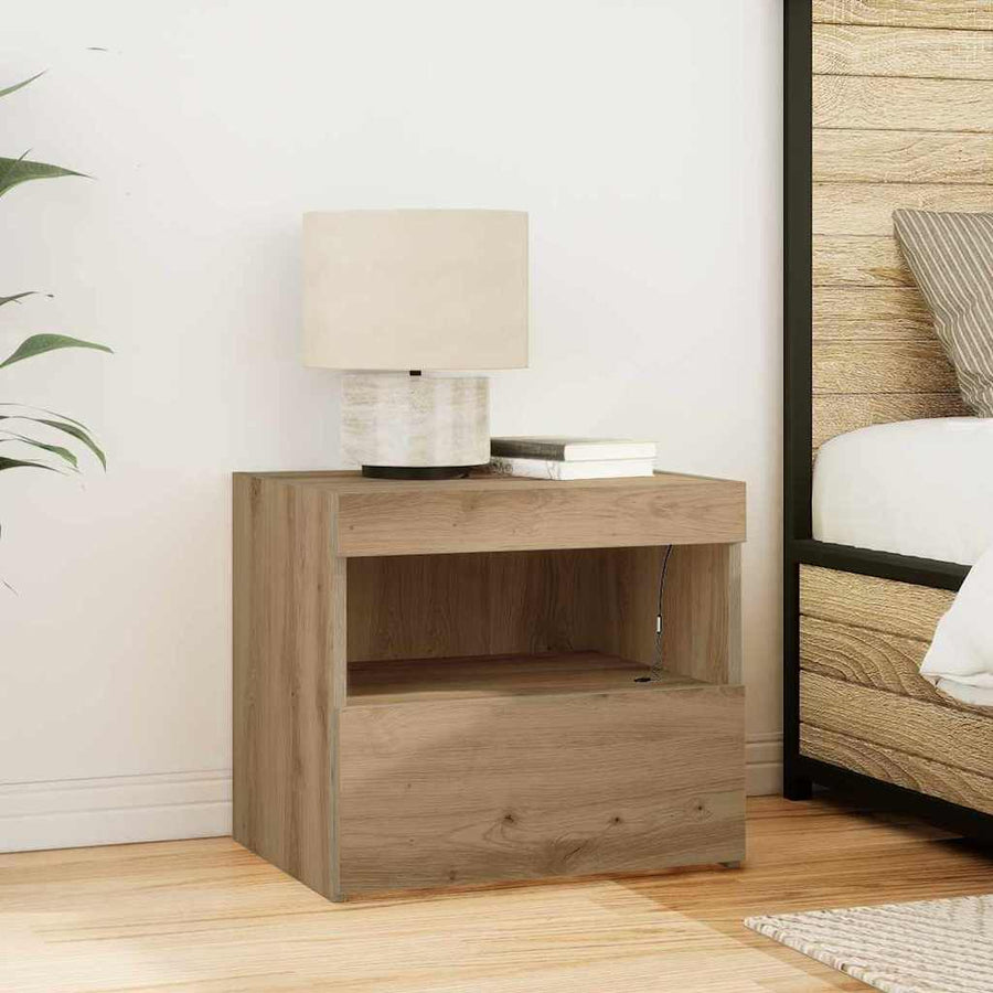 Nachtkastje met lade Artisan Eiken 50 x 40 x 45 cm Bewerkt hout
