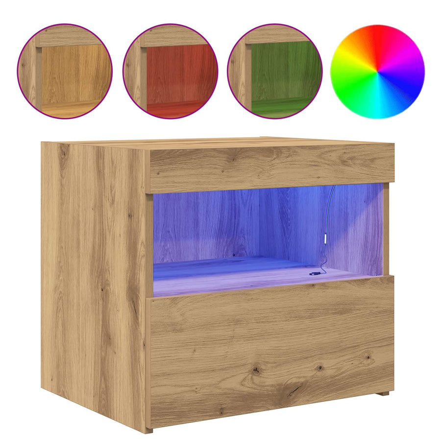 Nachtkastje met lade Artisan Eiken 50 x 40 x 45 cm Bewerkt hout