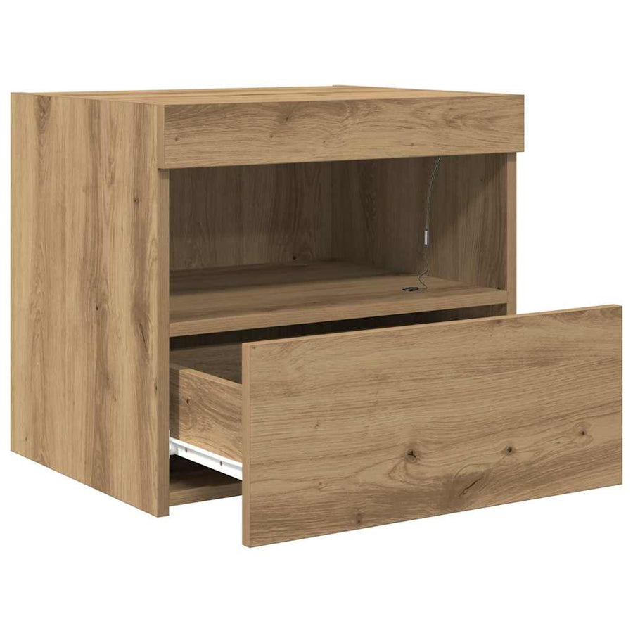 Nachtkastje met lade Artisan Eiken 50 x 40 x 45 cm Bewerkt hout