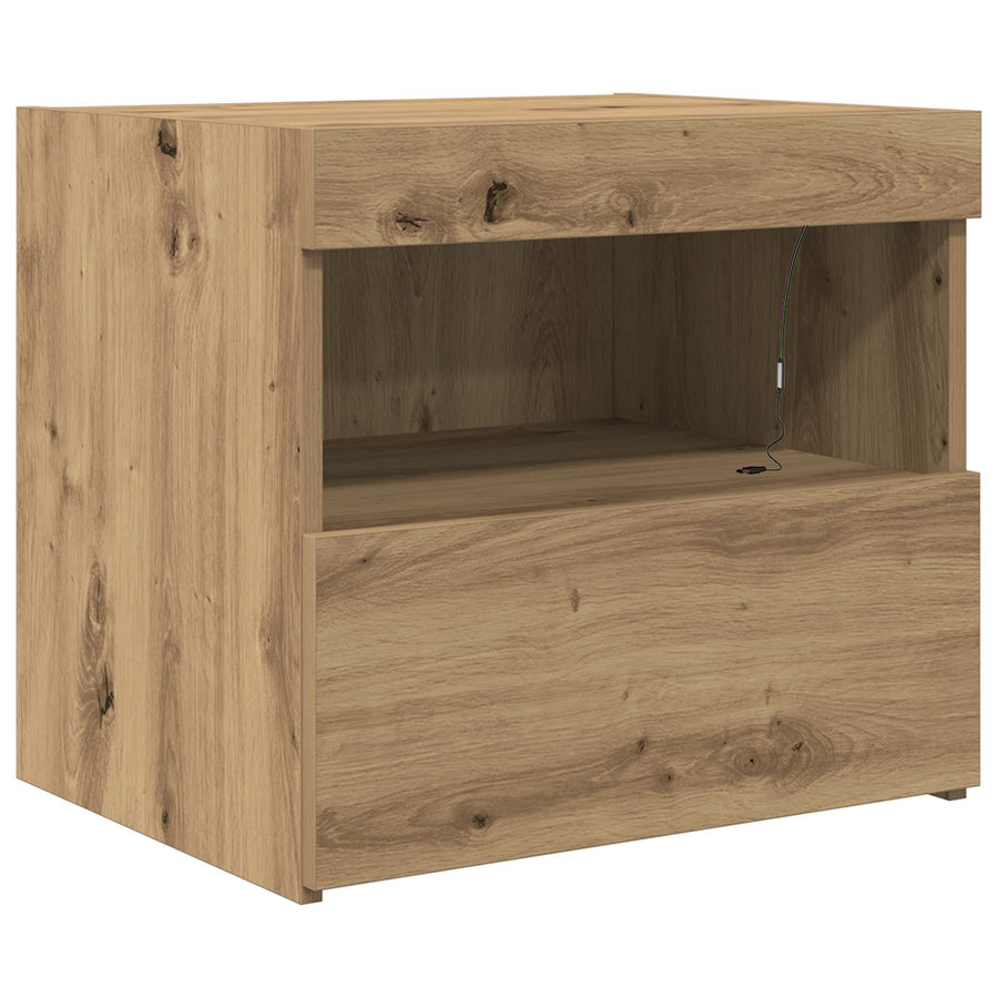 Nachtkastje met lade Artisan Eiken 50 x 40 x 45 cm Bewerkt hout