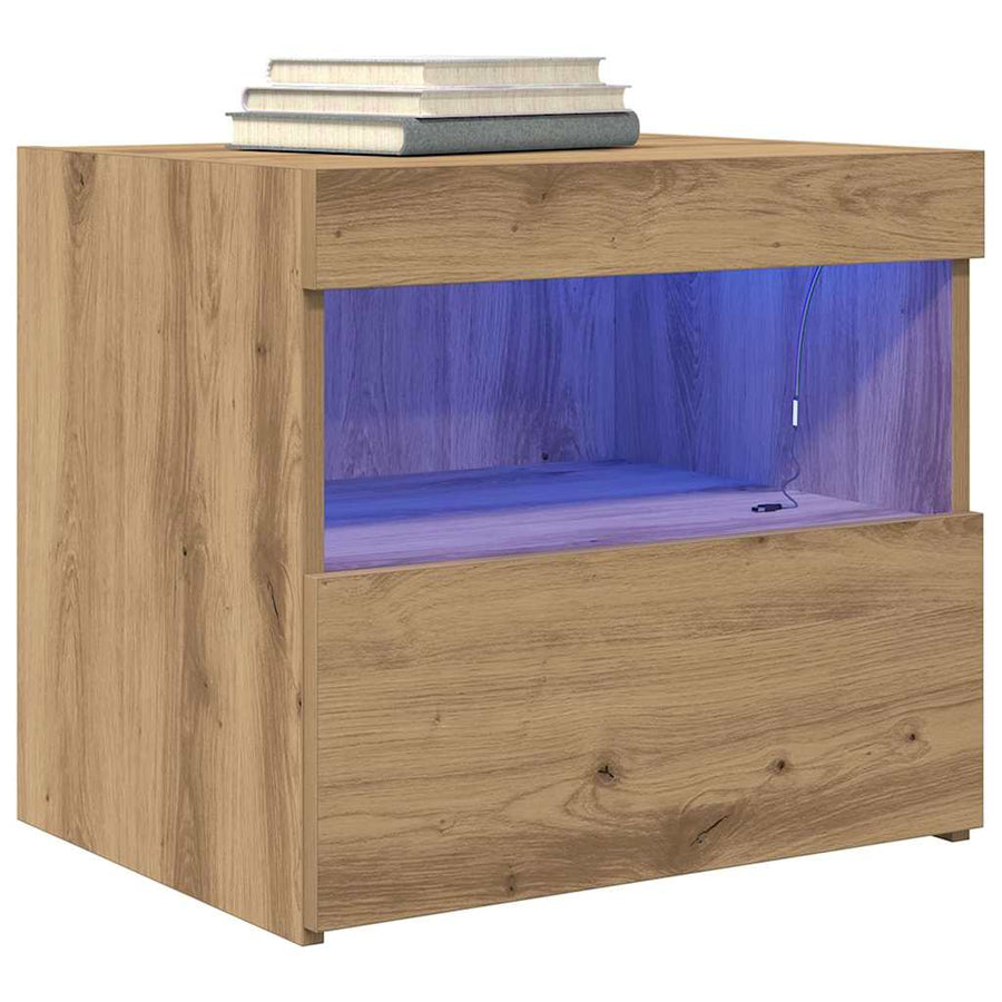 Nachtkastje met lade Artisan Eiken 50 x 40 x 45 cm Bewerkt hout