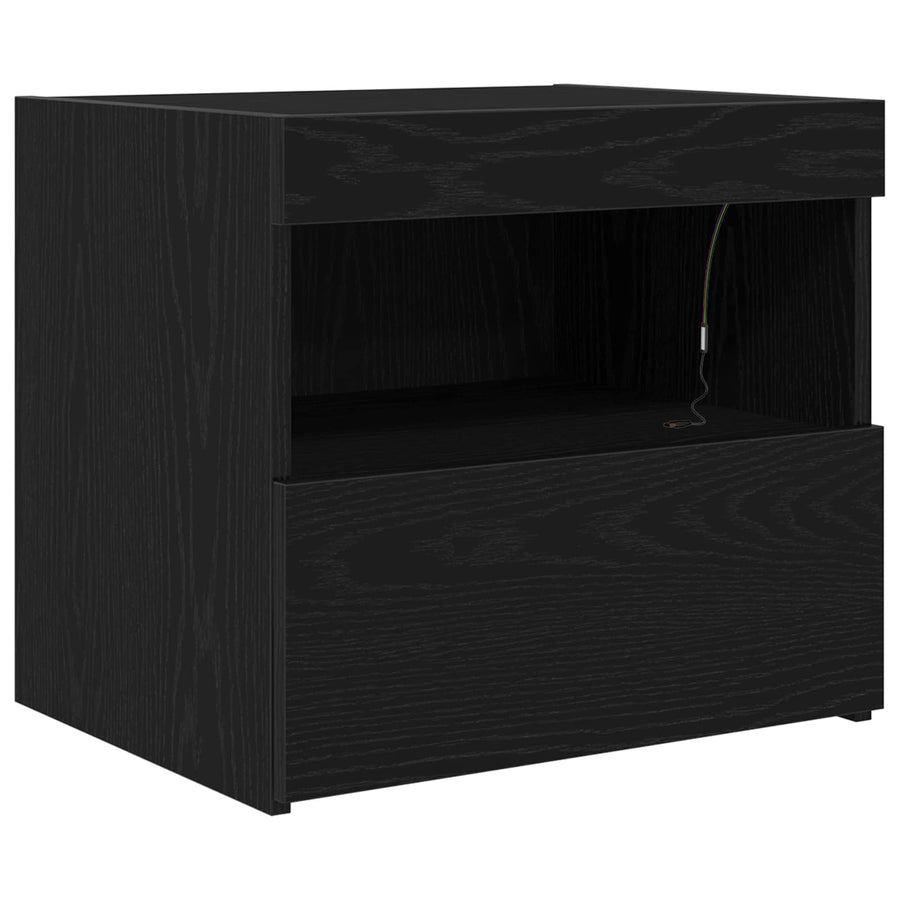 Nachtkastje met lade Zwart Eiken 50 x 40 x 45 cm Bewerkt hout