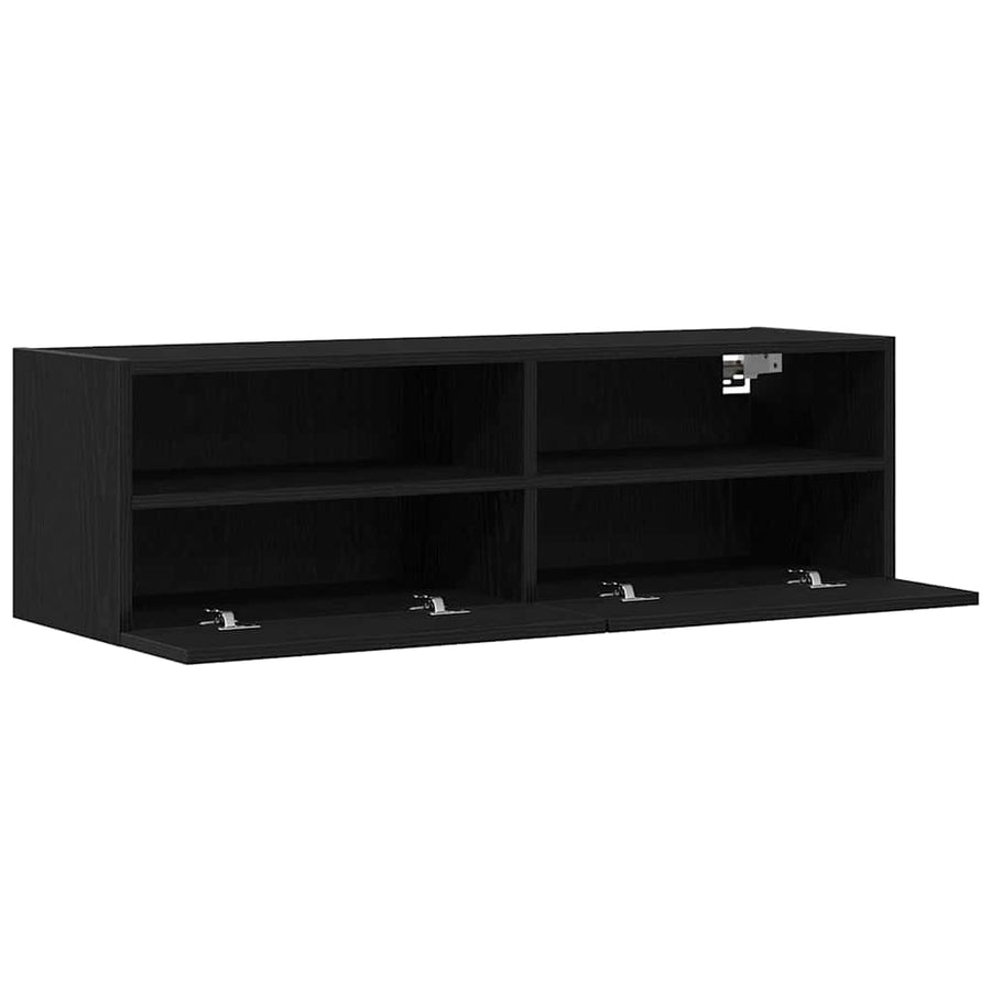 TV Wandkast Zwart Eiken 100 x 30 x 30 cm Bewerkt hout