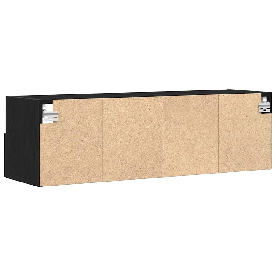 TV Wandkast Zwart Eiken 100 x 30 x 30 cm Bewerkt hout