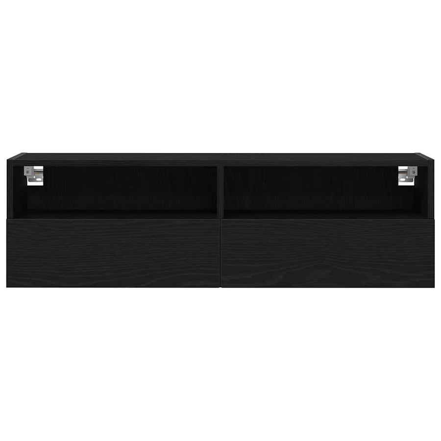 TV Wandkast Zwart Eiken 100 x 30 x 30 cm Bewerkt hout