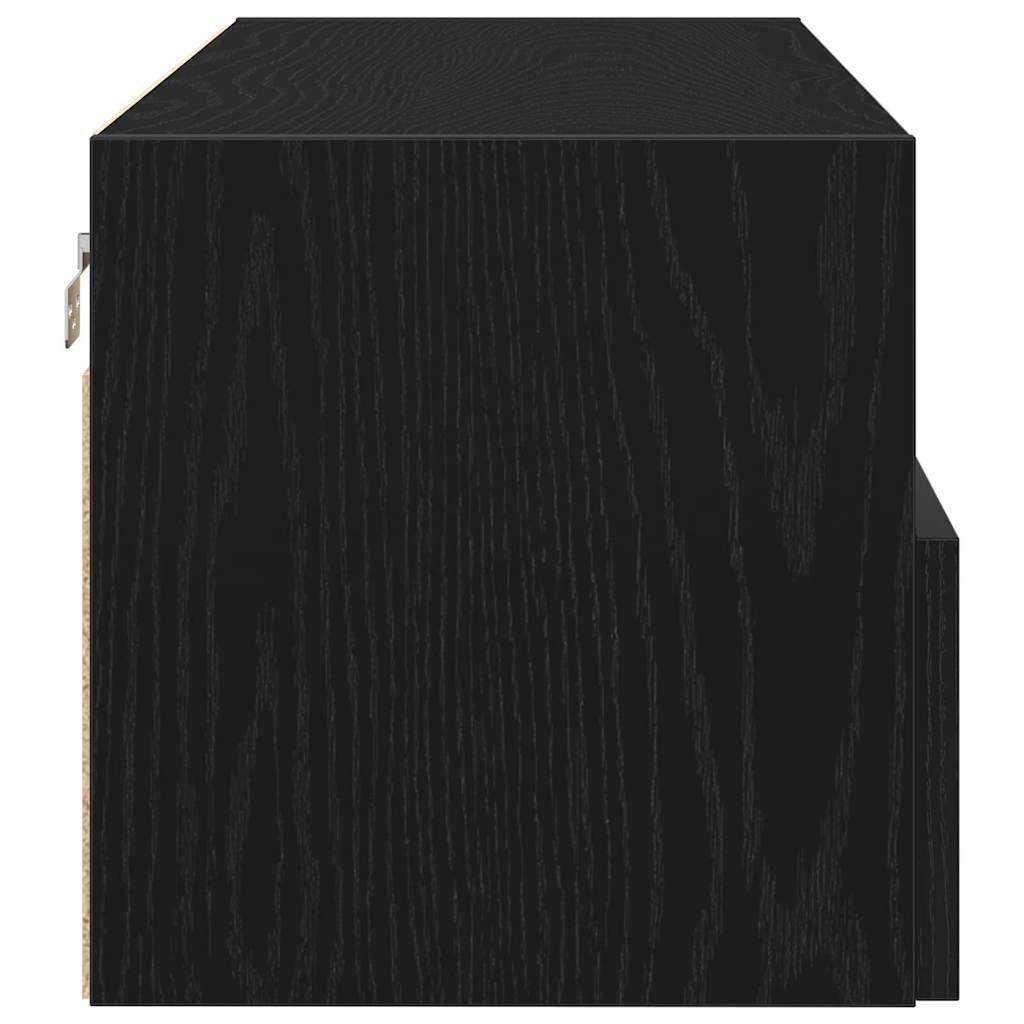 TV Wandkast Zwart Eiken 100 x 30 x 30 cm Bewerkt hout