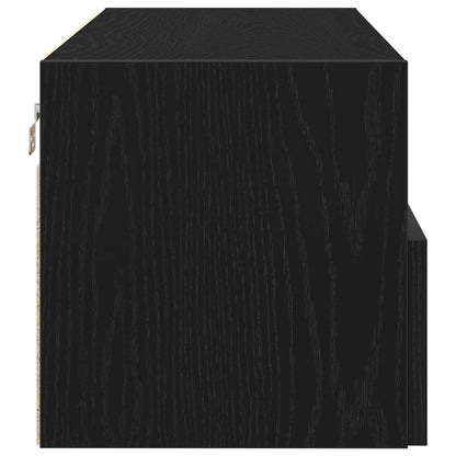TV Wandkast Zwart Eiken 100 x 30 x 30 cm Bewerkt hout