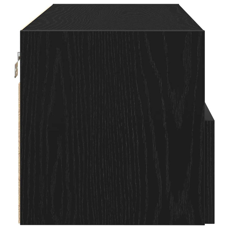 TV Wandkast Zwart Eiken 100 x 30 x 30 cm Bewerkt hout