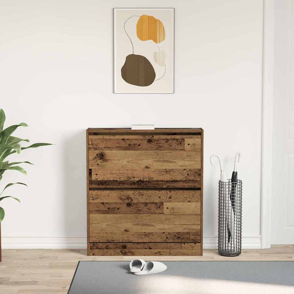 Schoenenkast met plank Oudhout 80 x 21 x 87,5 cm Bewerkt hout