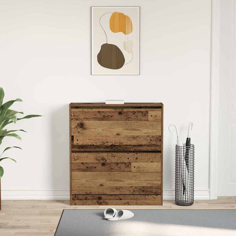 Schoenenkast met plank Oudhout 80 x 21 x 87,5 cm Bewerkt hout
