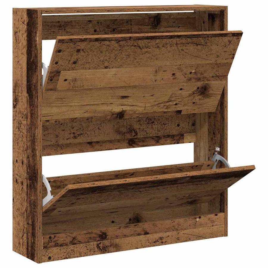 Schoenenkast met plank Oudhout 80 x 21 x 87,5 cm Bewerkt hout