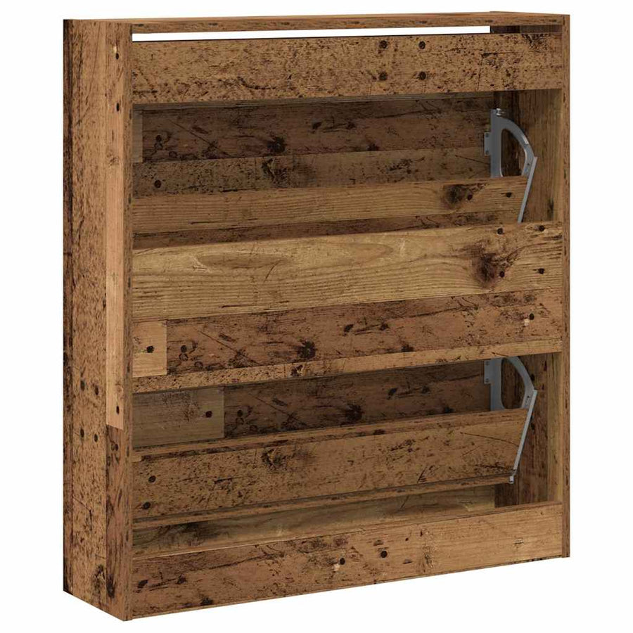 Schoenenkast met plank Oudhout 80 x 21 x 87,5 cm Bewerkt hout