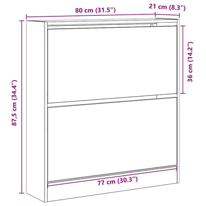 Schoenenkast met plank Oudhout 80 x 21 x 87,5 cm Bewerkt hout
