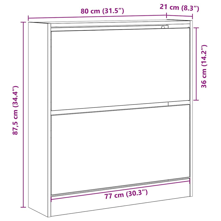 Schoenenkast met plank Oudhout 80 x 21 x 87,5 cm Bewerkt hout