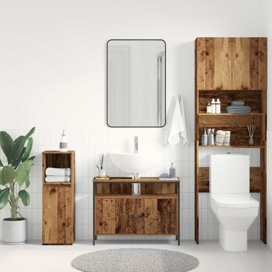 Badkamertenk te kast Oud hout 80 x 30 x 60 cm Bewerkt hout