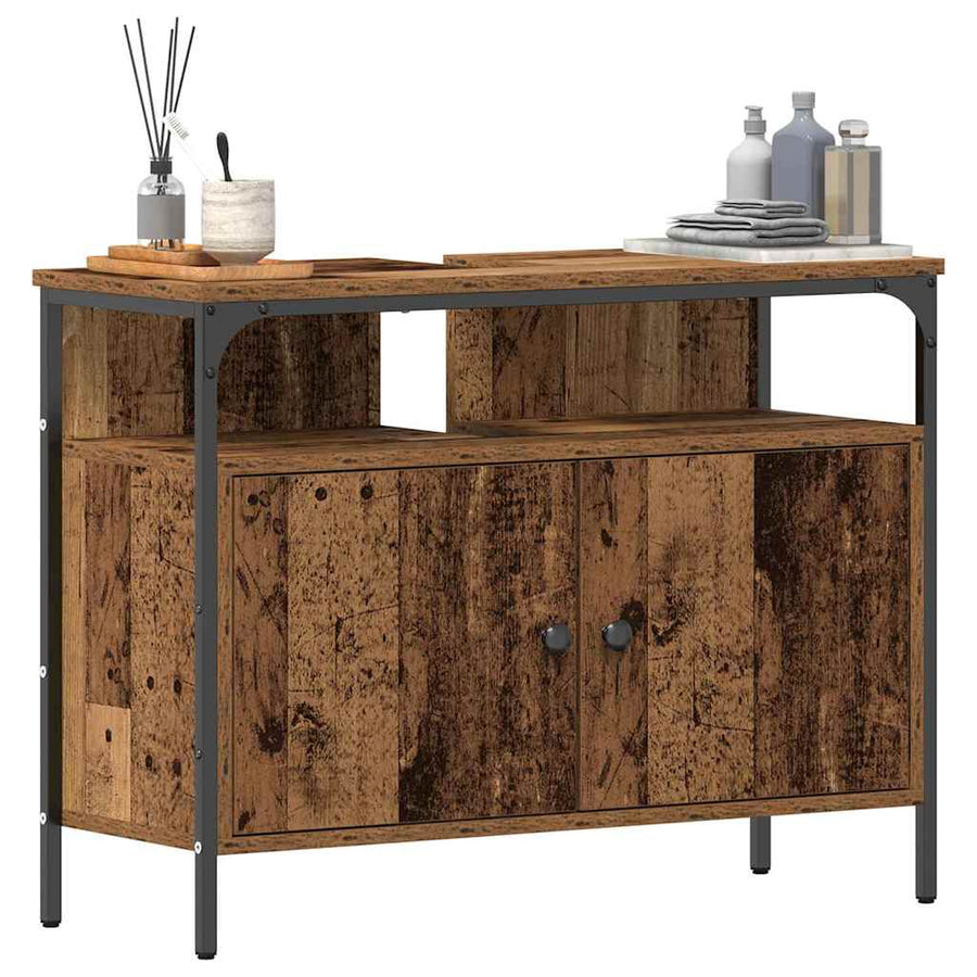 Badkamertenk te kast Oud hout 80 x 30 x 60 cm Bewerkt hout