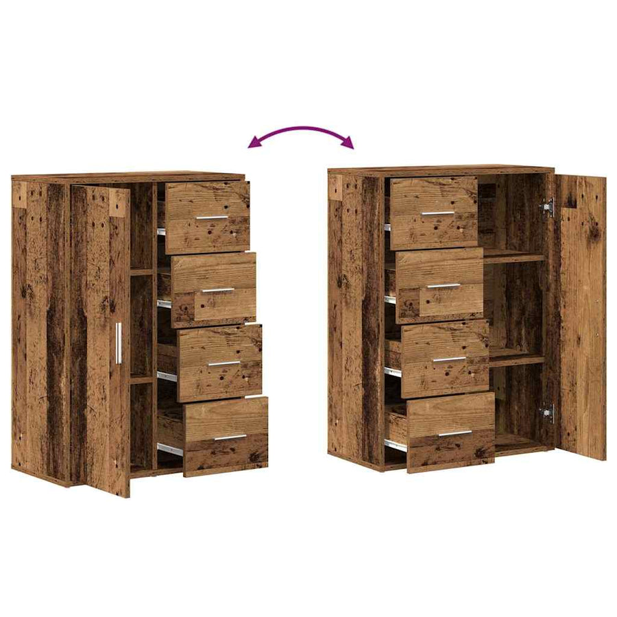 Dressoir 60X31X84 Cm Bewerkt Hout Kleurig Oud hout
