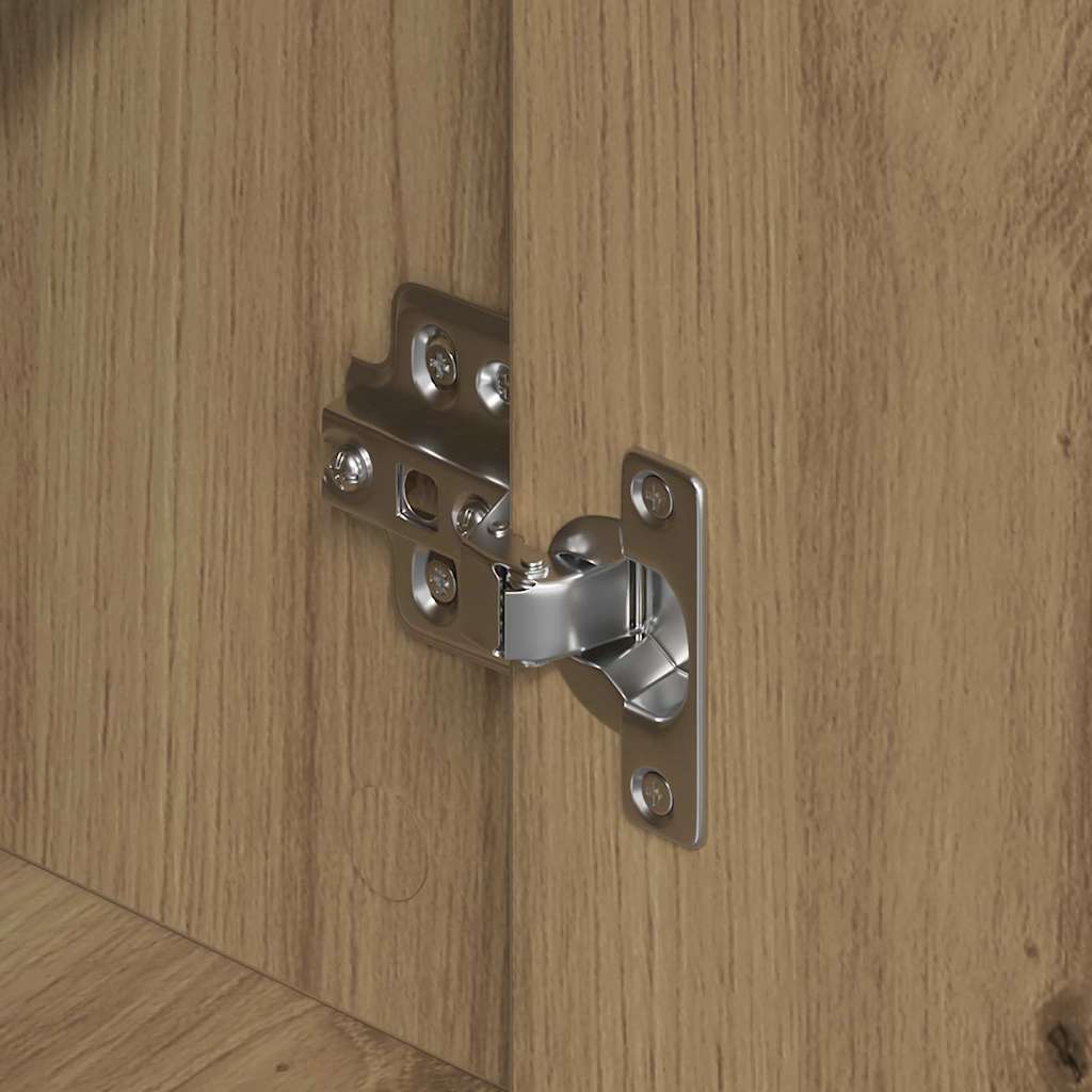 Dressoir 60X31X84 Cm Bewerkt Hout Artisanaal Eiken artisanaal eikenkleurig
