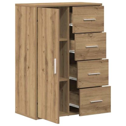 Dressoir 60X31X84 Cm Bewerkt Hout Artisanaal Eiken artisanaal eikenkleurig