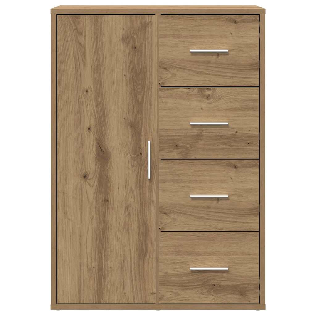 Dressoir 60X31X84 Cm Bewerkt Hout Artisanaal Eiken artisanaal eikenkleurig