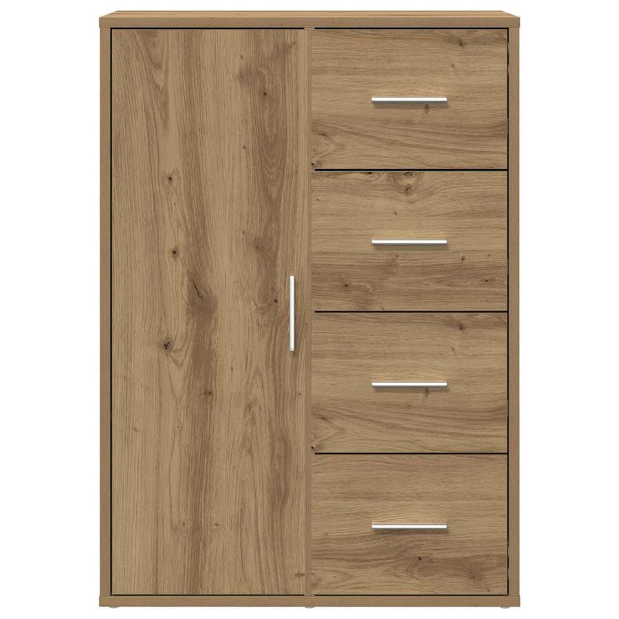 Dressoir 60X31X84 Cm Bewerkt Hout Artisanaal Eiken artisanaal eikenkleurig