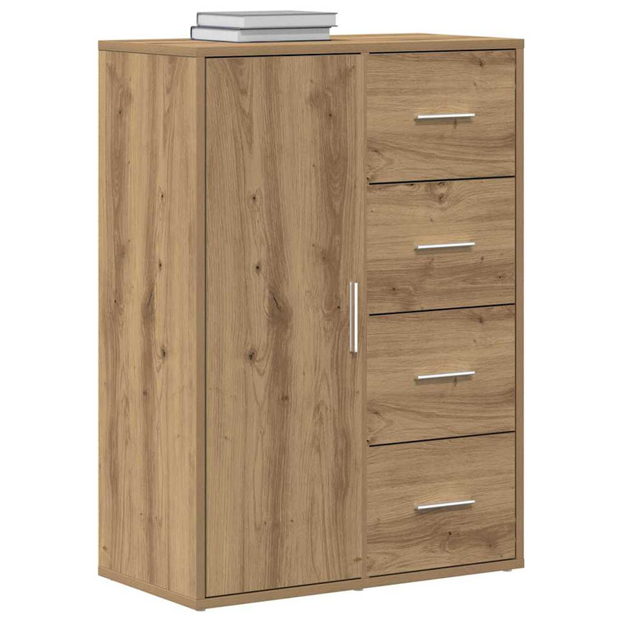 Dressoir 60X31X84 Cm Bewerkt Hout Artisanaal Eiken artisanaal eikenkleurig